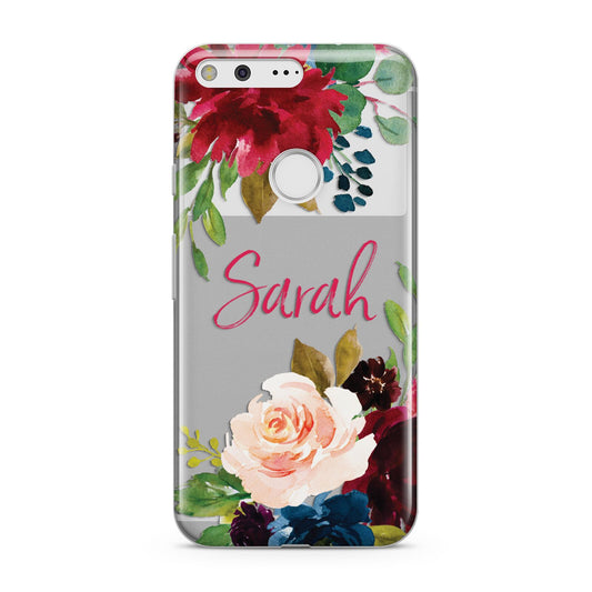 Personalised Transparent Name Roses Google Pixel Case