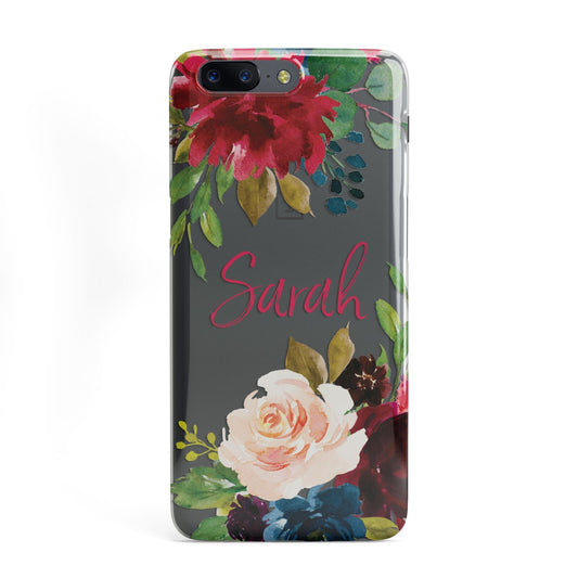 Personalised Transparent Name Roses OnePlus Case