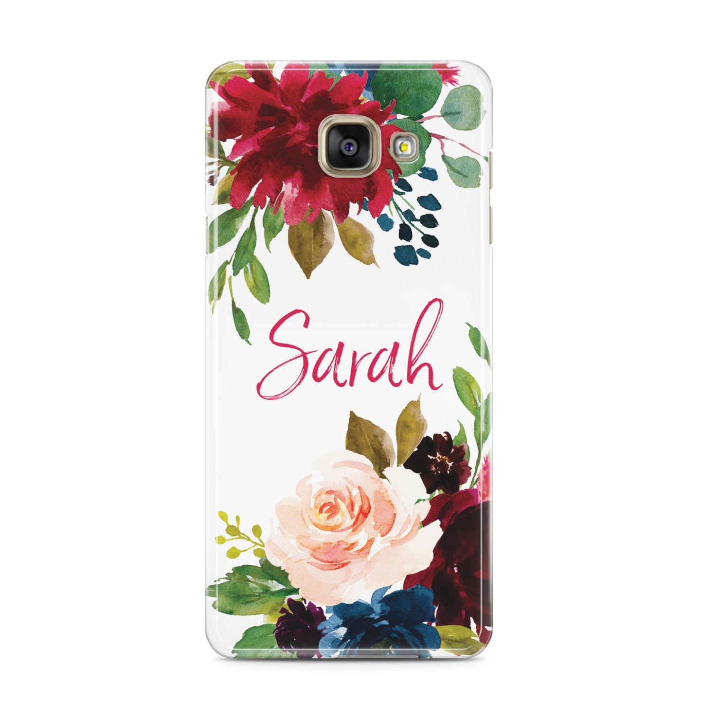 Personalised Transparent Name Roses Samsung Galaxy A3 2016 Case on gold phone