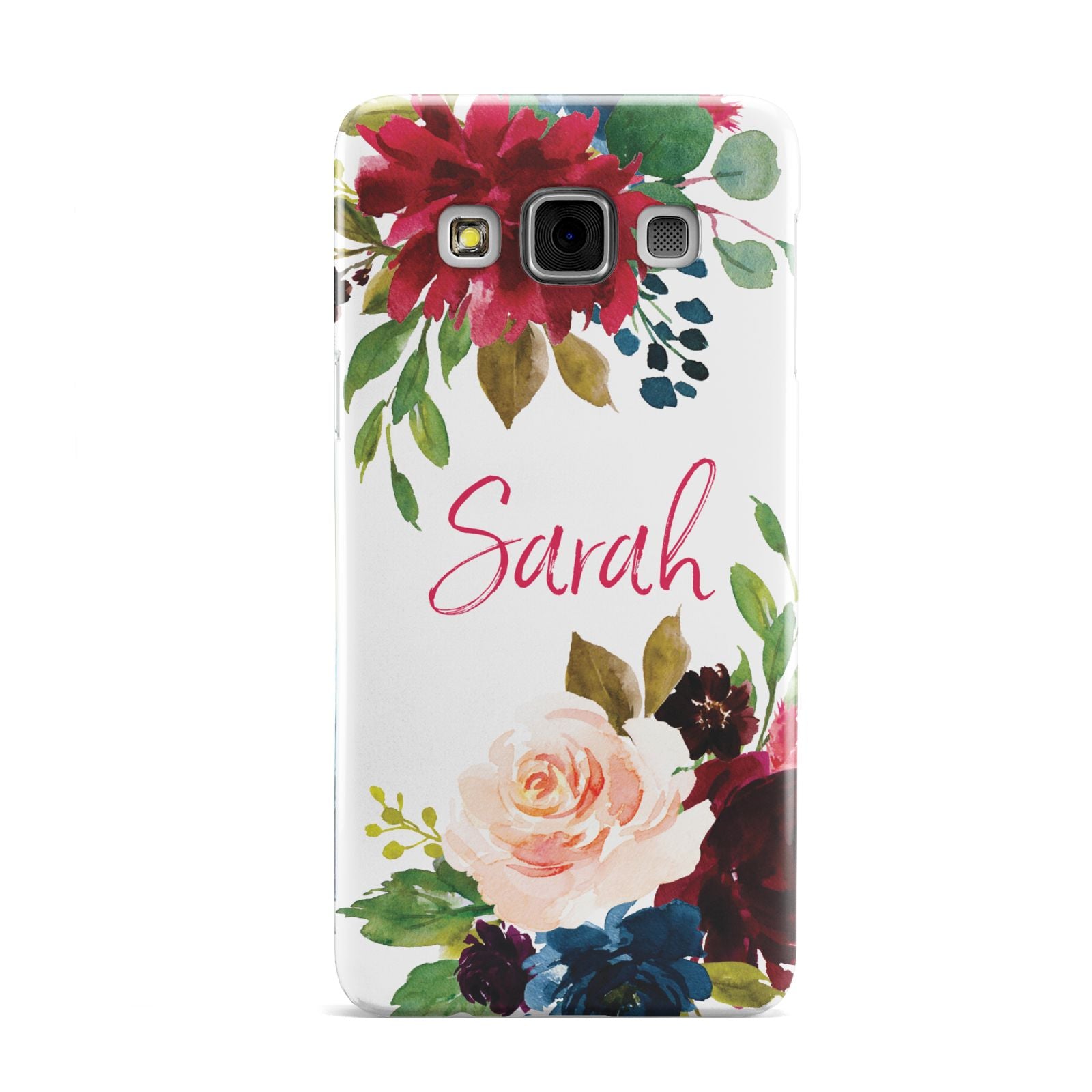 Personalised Transparent Name Roses Samsung Galaxy A3 Case