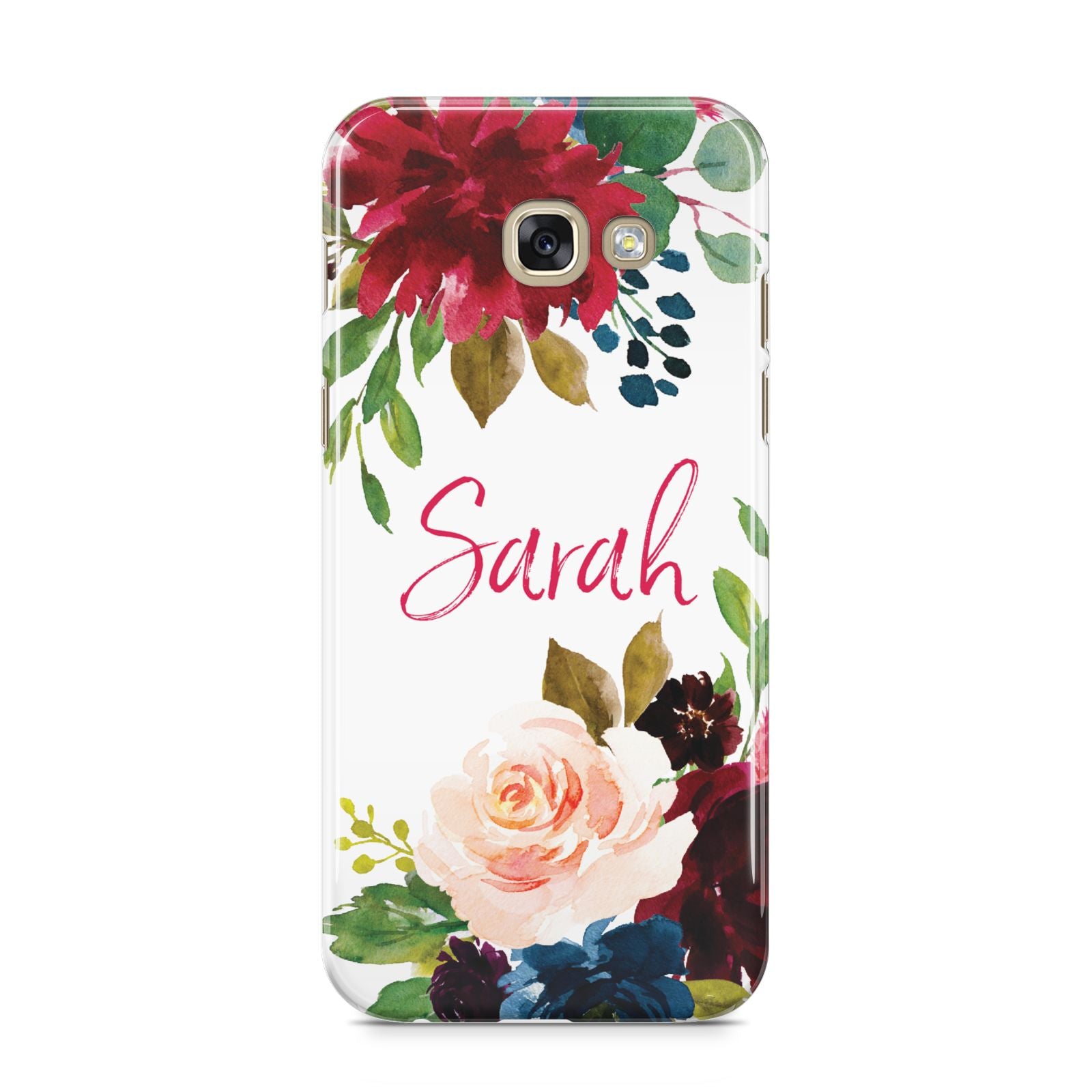 Personalised Transparent Name Roses Samsung Galaxy A5 2017 Case on gold phone