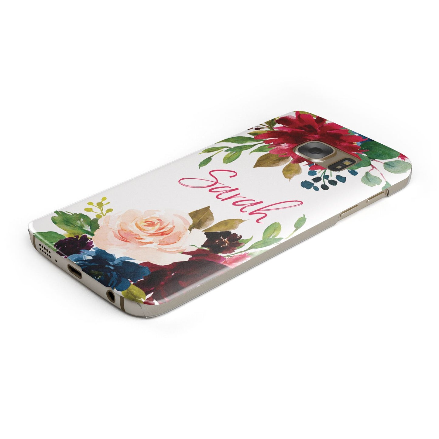 Personalised Transparent Name Roses Samsung Galaxy Case Bottom Cutout