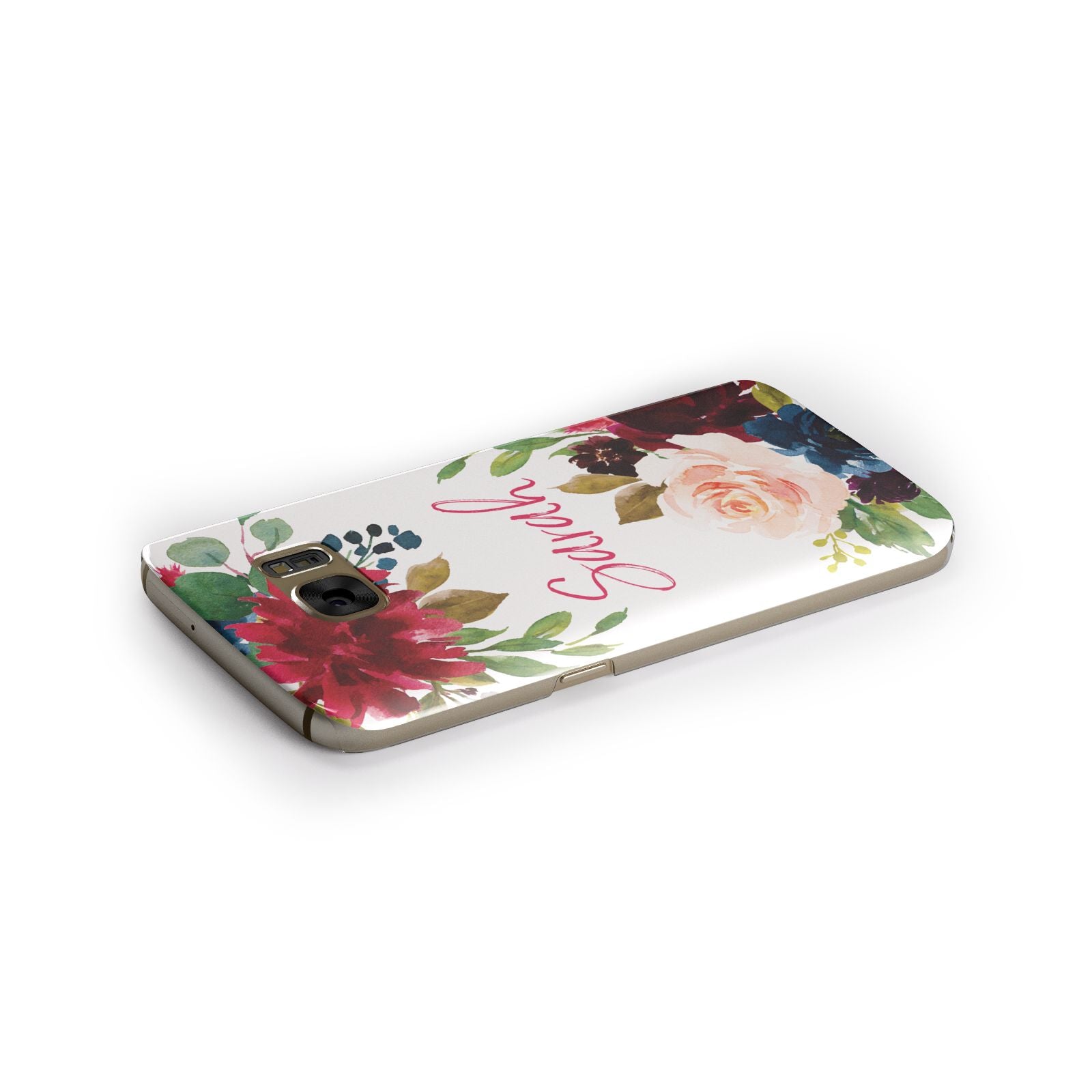 Personalised Transparent Name Roses Samsung Galaxy Case Side Close Up