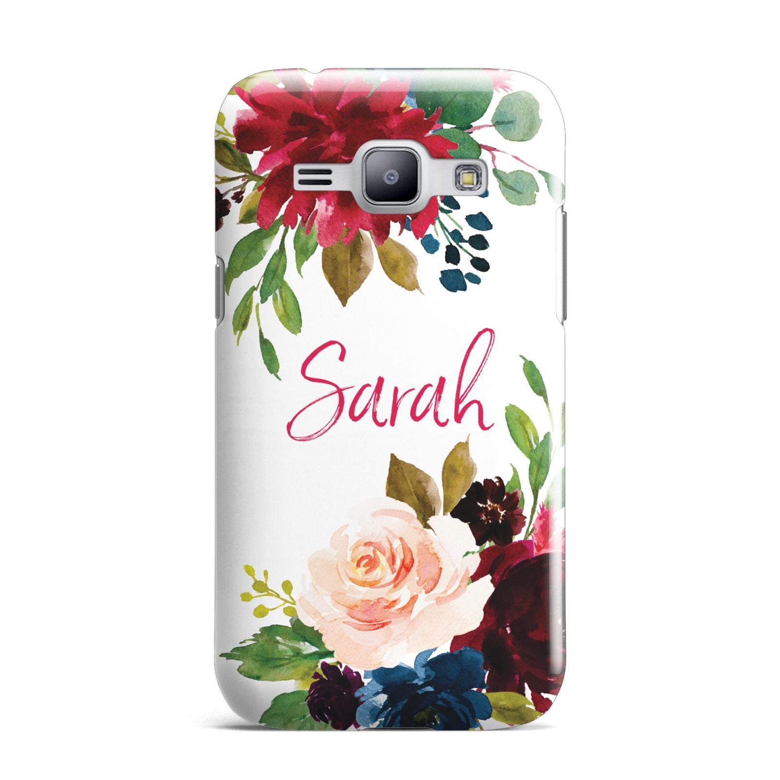 Personalised Transparent Name Roses Samsung Galaxy J1 2015 Case