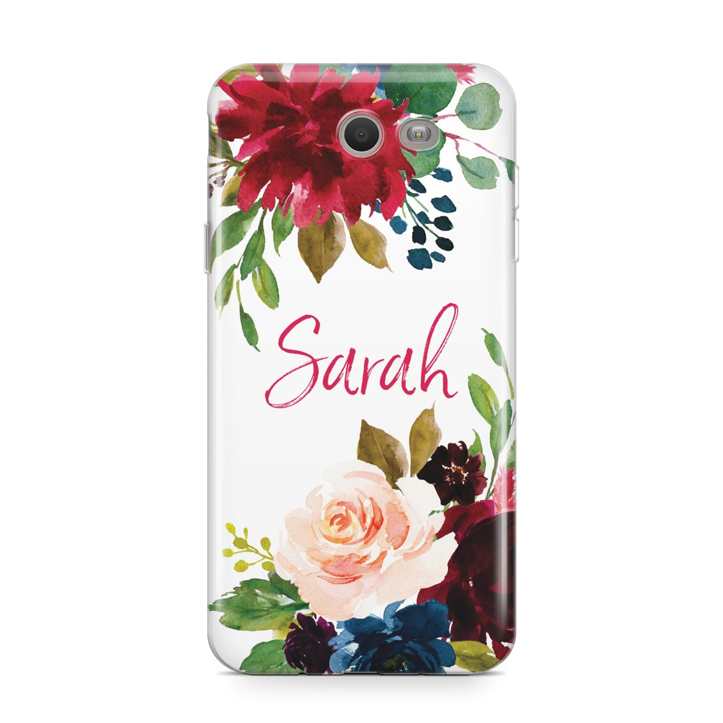 Personalised Transparent Name Roses Samsung Galaxy J7 2017 Case