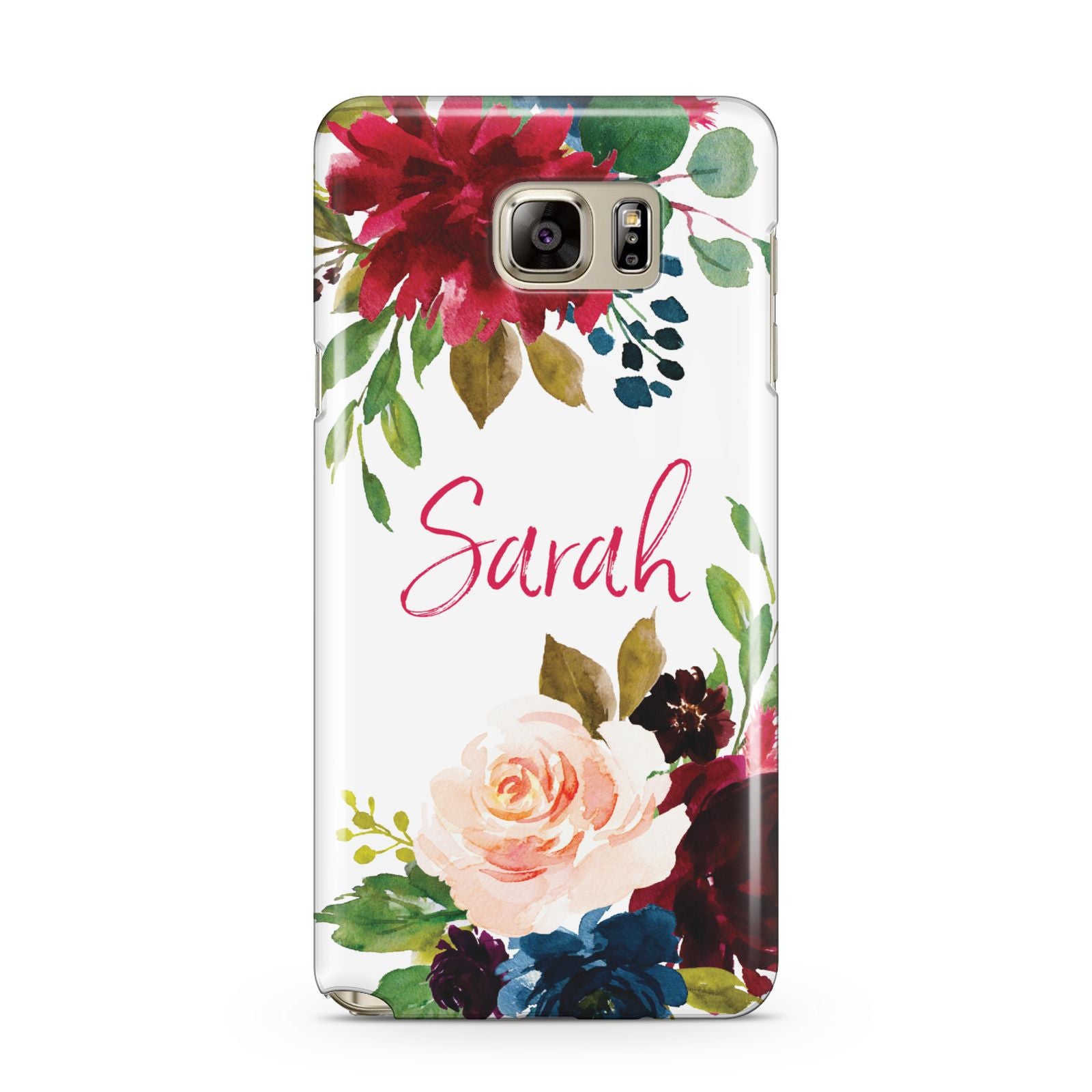 Personalised Transparent Name Roses Samsung Galaxy Note 5 Case