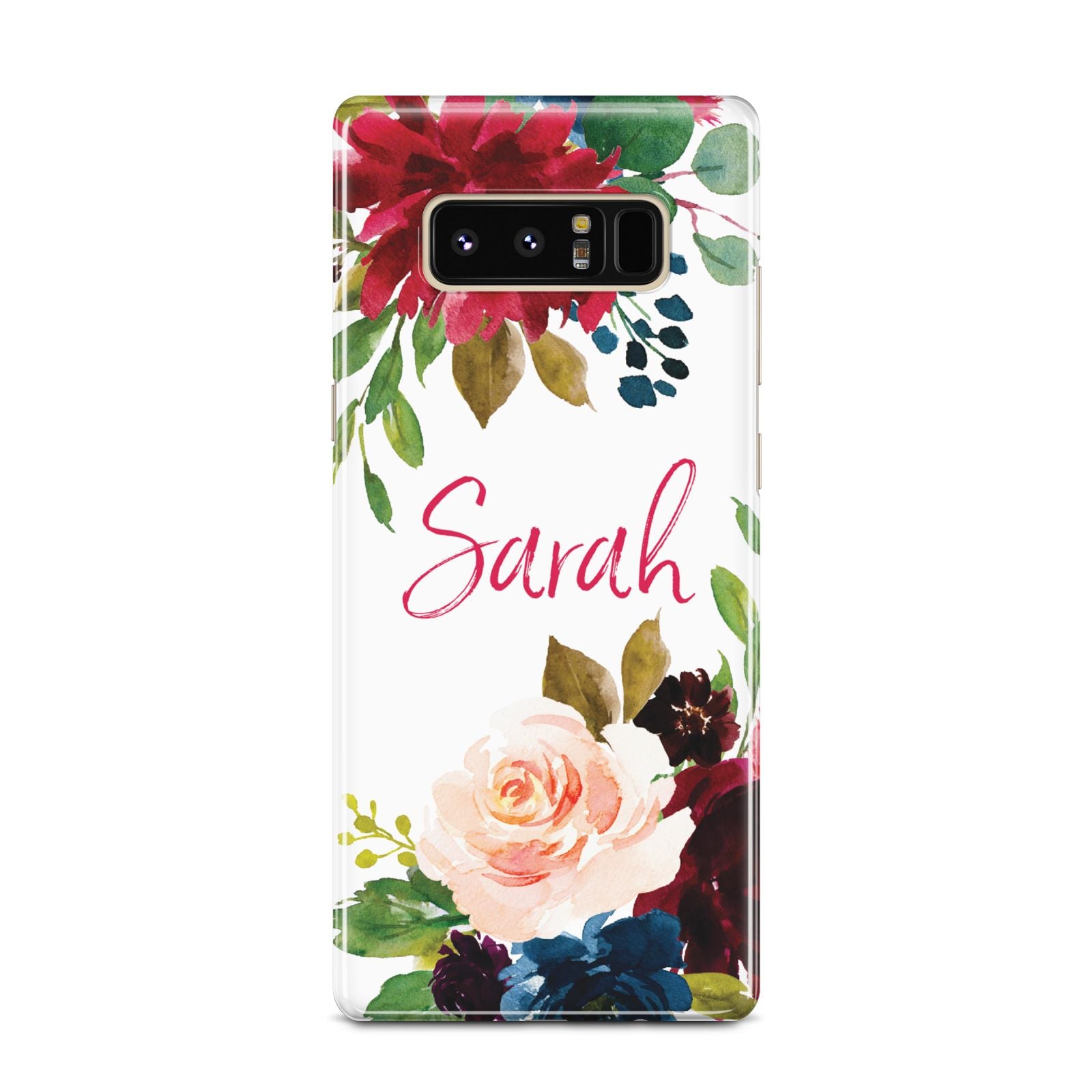 Personalised Transparent Name Roses Samsung Galaxy Note 8 Case