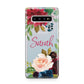 Personalised Transparent Name Roses Samsung Galaxy S10 Plus Case