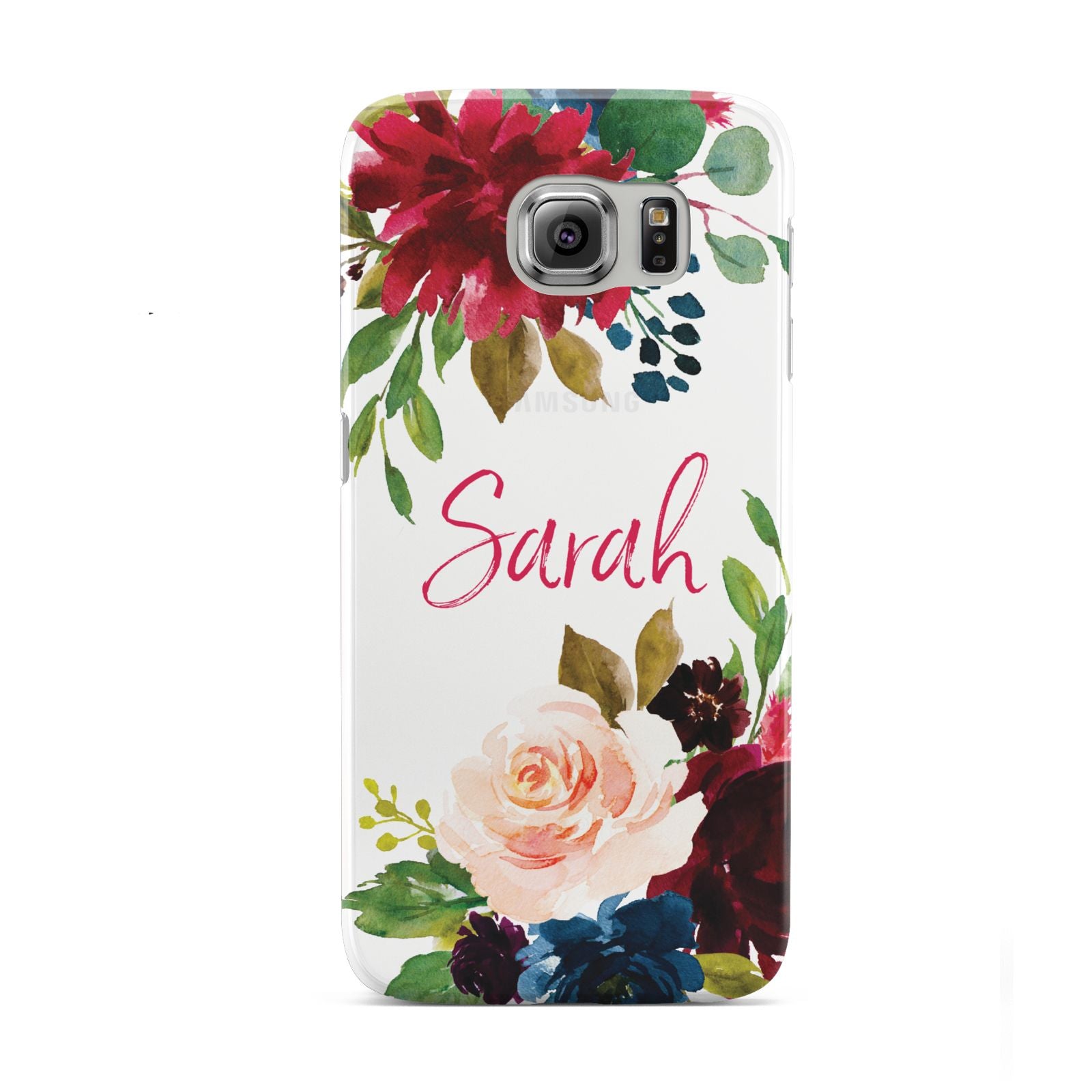 Personalised Transparent Name Roses Samsung Galaxy S6 Case