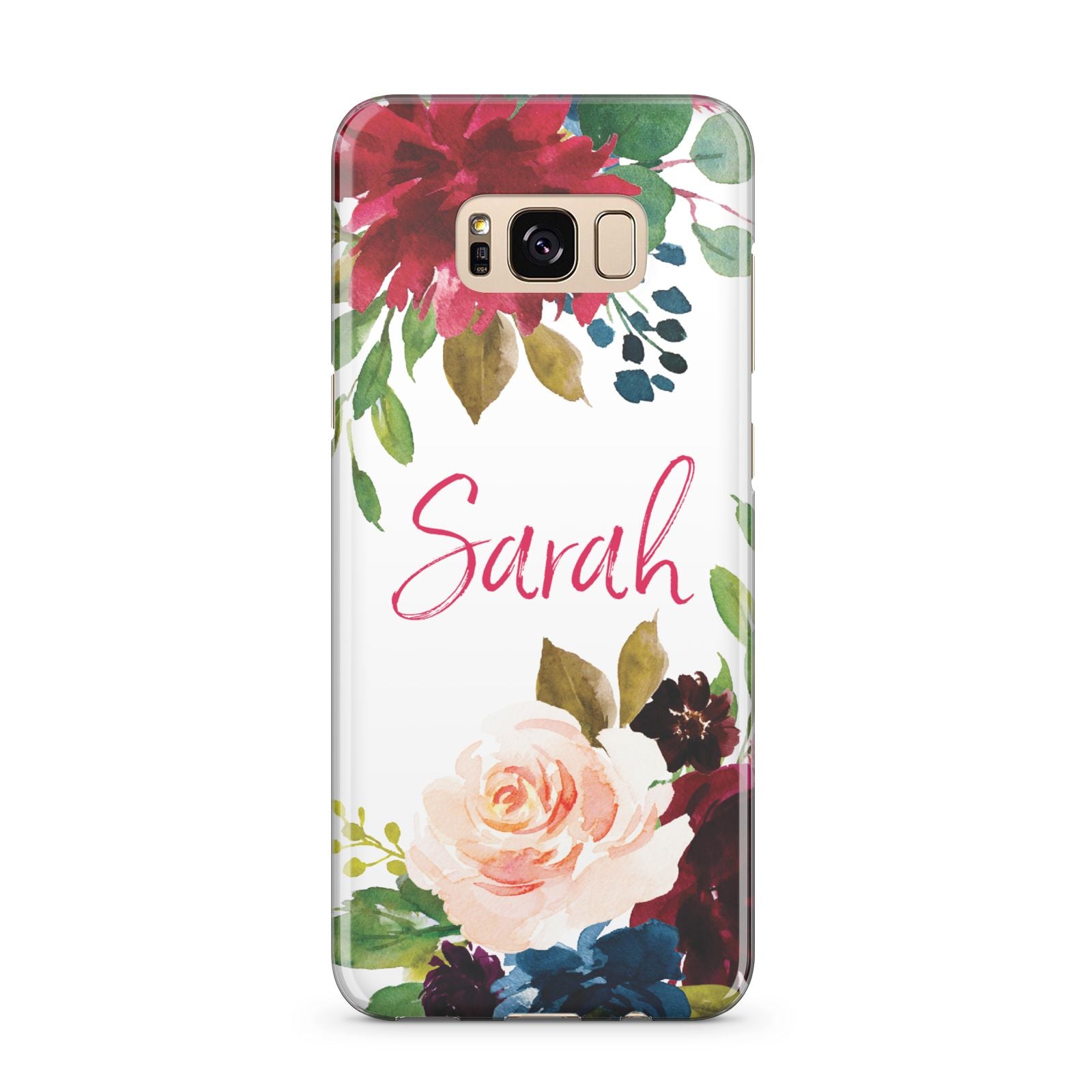 Personalised Transparent Name Roses Samsung Galaxy S8 Plus Case