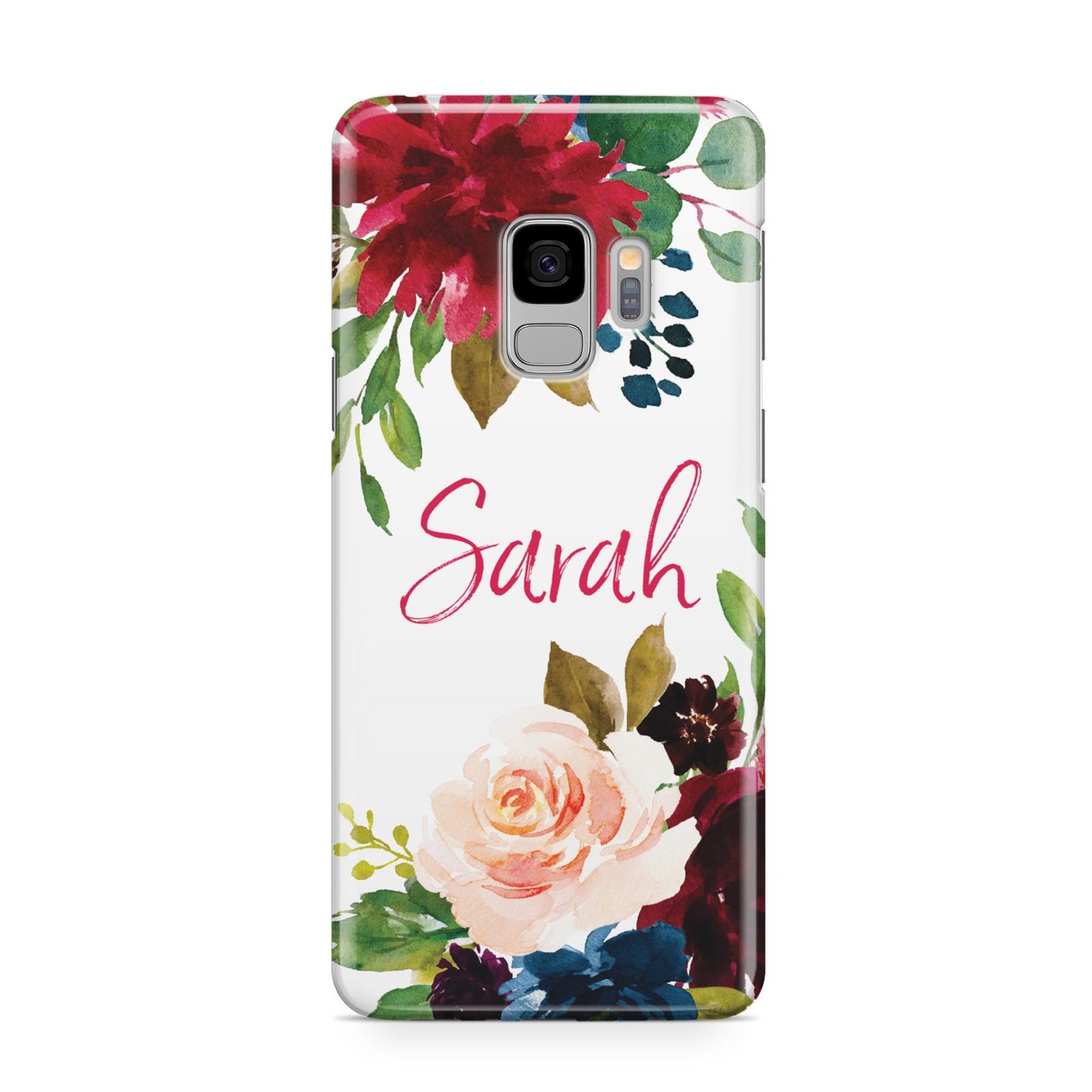 Personalised Transparent Name Roses Samsung Galaxy S9 Case