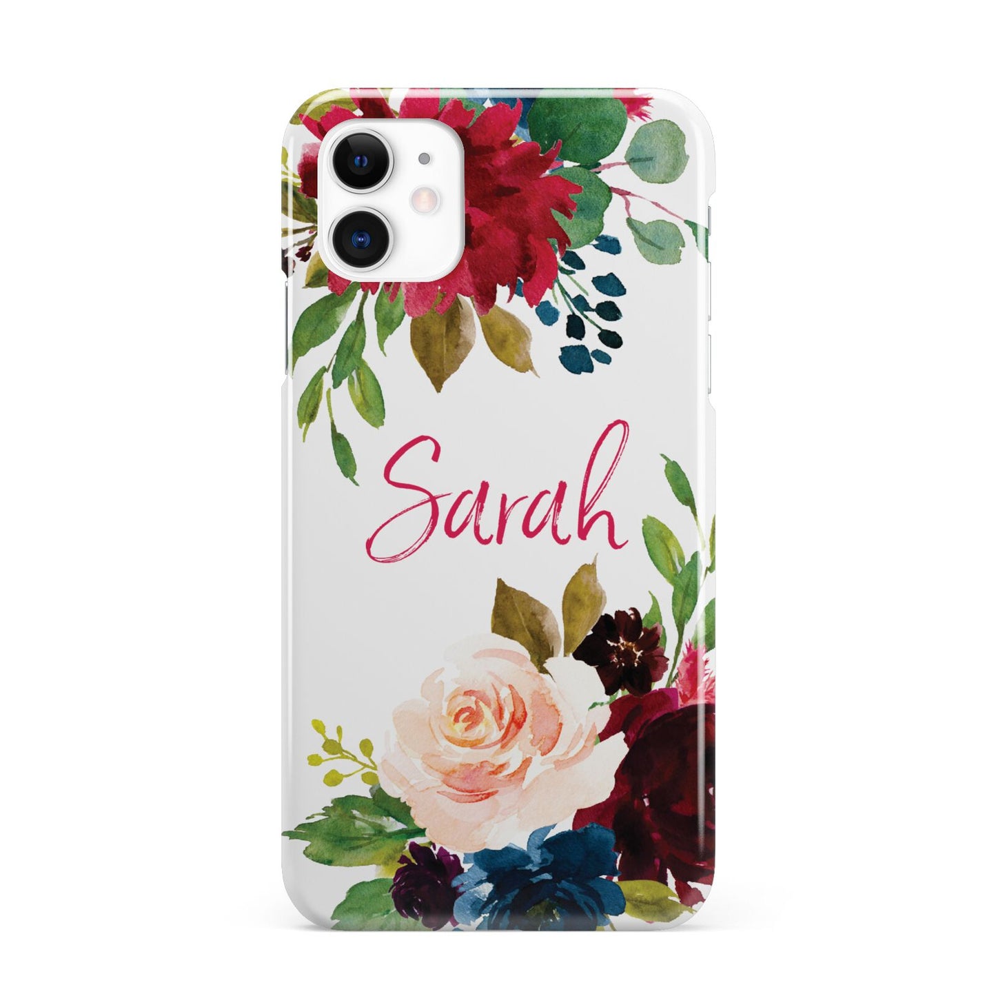 Personalised Transparent Name Roses iPhone 11 3D Snap Case