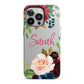 Personalised Transparent Name Roses iPhone 13 Pro Full Wrap 3D Tough Case