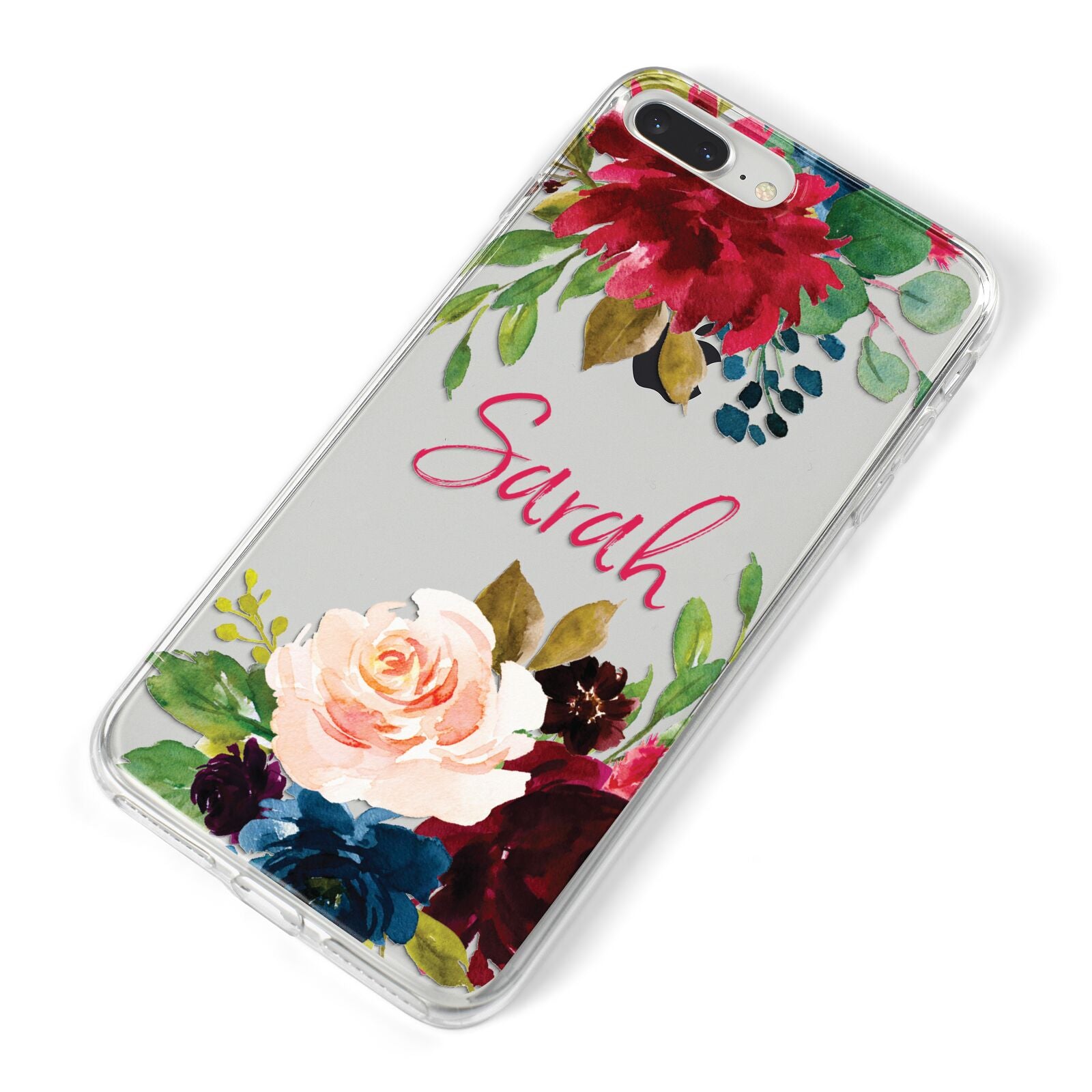 Personalised Transparent Name Roses iPhone 8 Plus Bumper Case on Silver iPhone Alternative Image