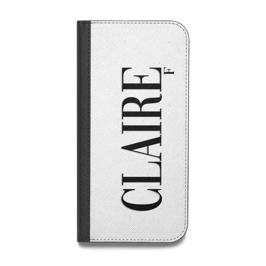 Personalised Transparent Name Vegan Leather Flip Samsung Case