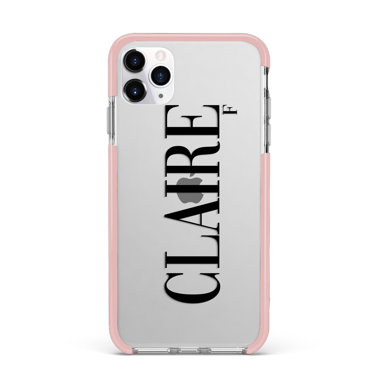 Personalised Transparent Name iPhone 11 Pro Max Impact Pink Edge Case