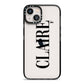 Personalised Transparent Name iPhone 13 Black Impact Case on Silver phone