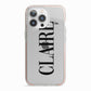 Personalised Transparent Name iPhone 13 Pro TPU Impact Case with Pink Edges