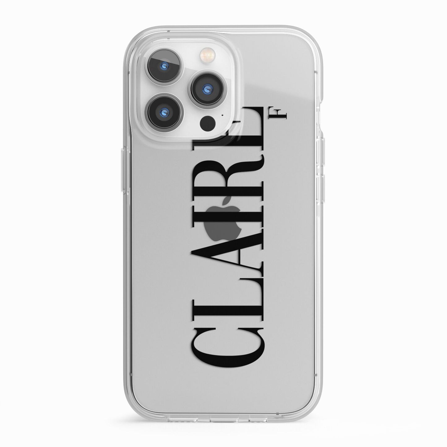 Personalised Transparent Name iPhone 13 Pro TPU Impact Case with White Edges