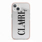 Personalised Transparent Name iPhone 13 TPU Impact Case with Pink Edges