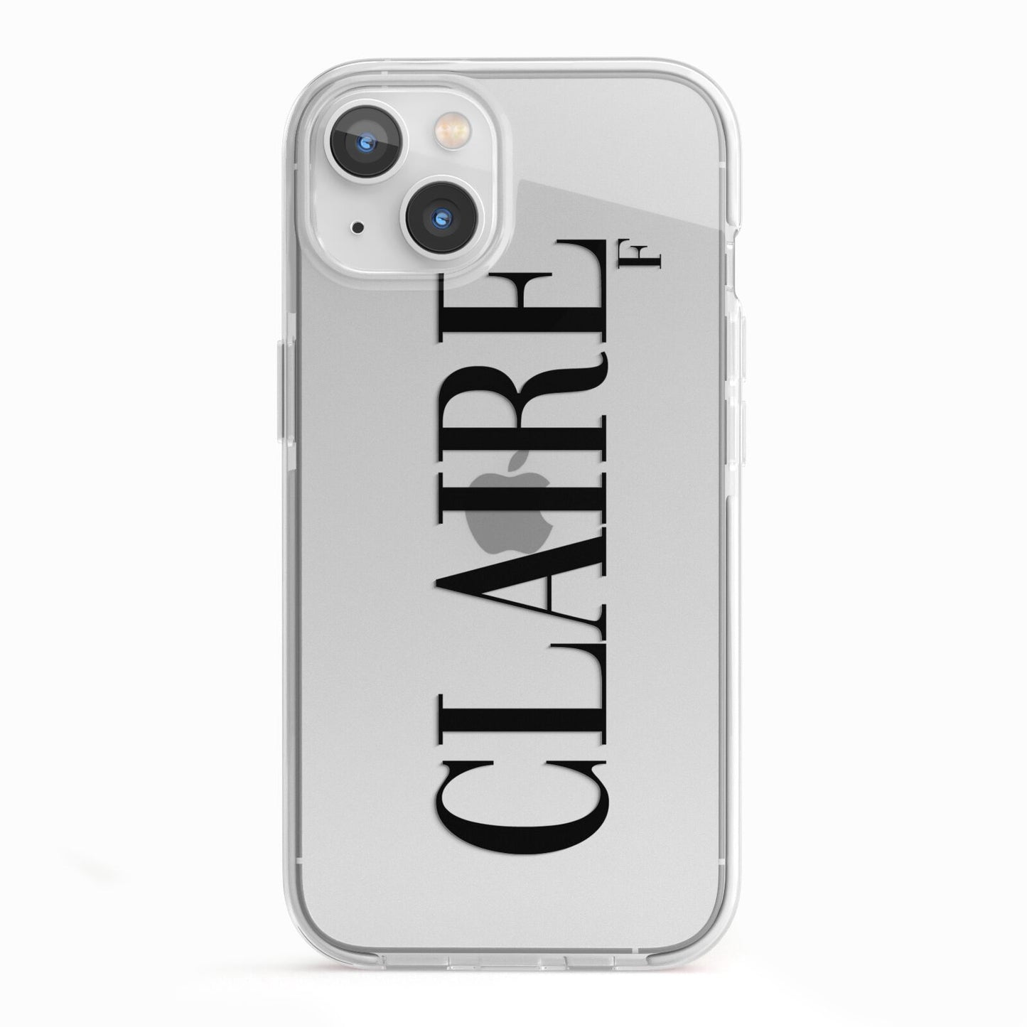 Personalised Transparent Name iPhone 13 TPU Impact Case with White Edges