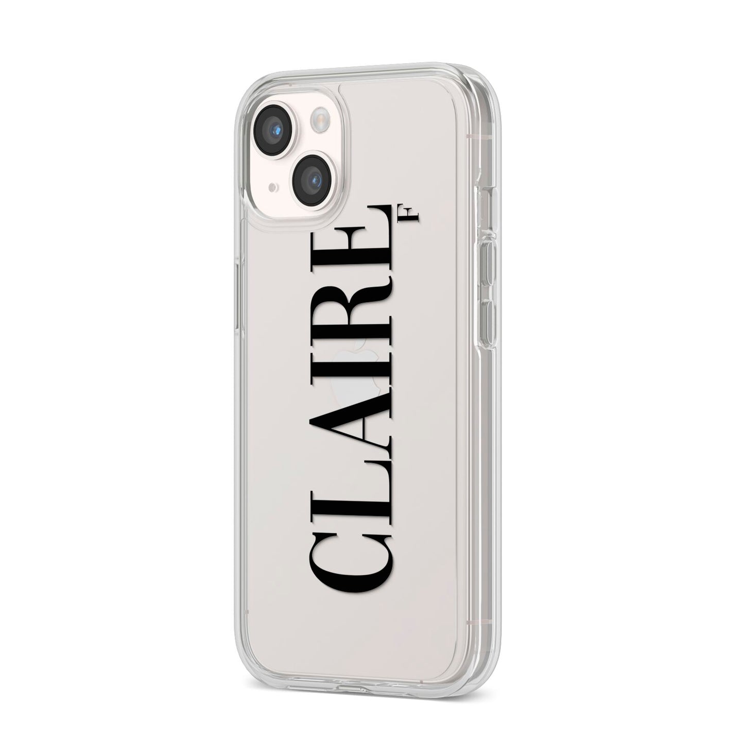 Personalised Transparent Name iPhone 14 Clear Tough Case Starlight Angled Image