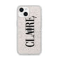 Personalised Transparent Name iPhone 14 Glitter Tough Case Starlight