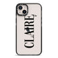 Personalised Transparent Name iPhone 14 Plus Black Impact Case on Silver phone