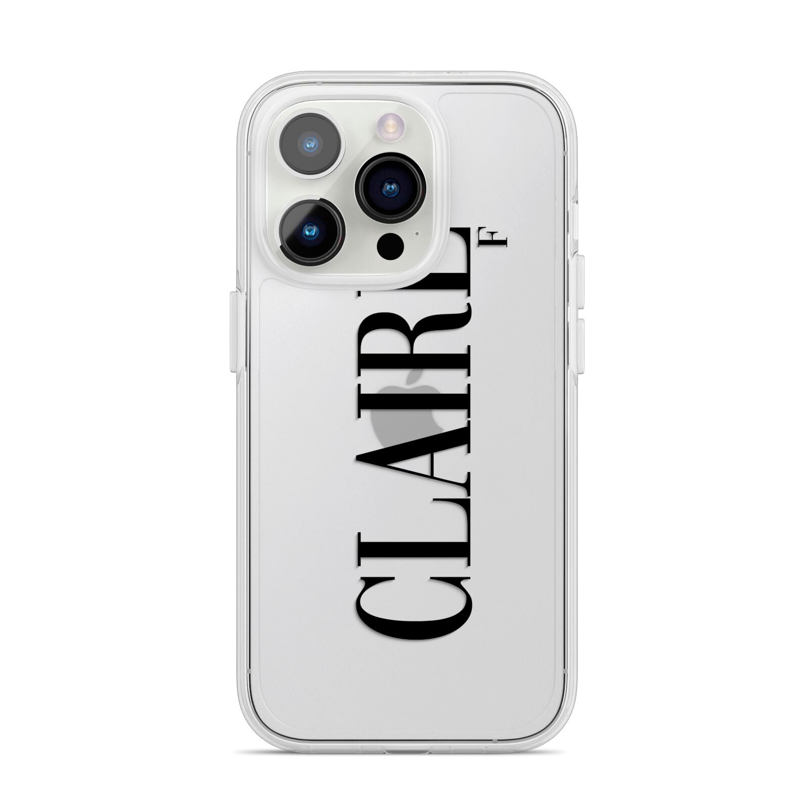 Personalised Transparent Name iPhone 14 Pro Clear Tough Case Silver