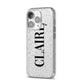 Personalised Transparent Name iPhone 14 Pro Glitter Tough Case Silver Angled Image