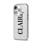 Personalised Transparent Name iPhone 14 Pro Glitter Tough Case Silver Angled Image