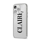 Personalised Transparent Name iPhone 14 Pro Max Clear Tough Case Silver Angled Image