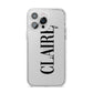 Personalised Transparent Name iPhone 14 Pro Max Clear Tough Case Silver
