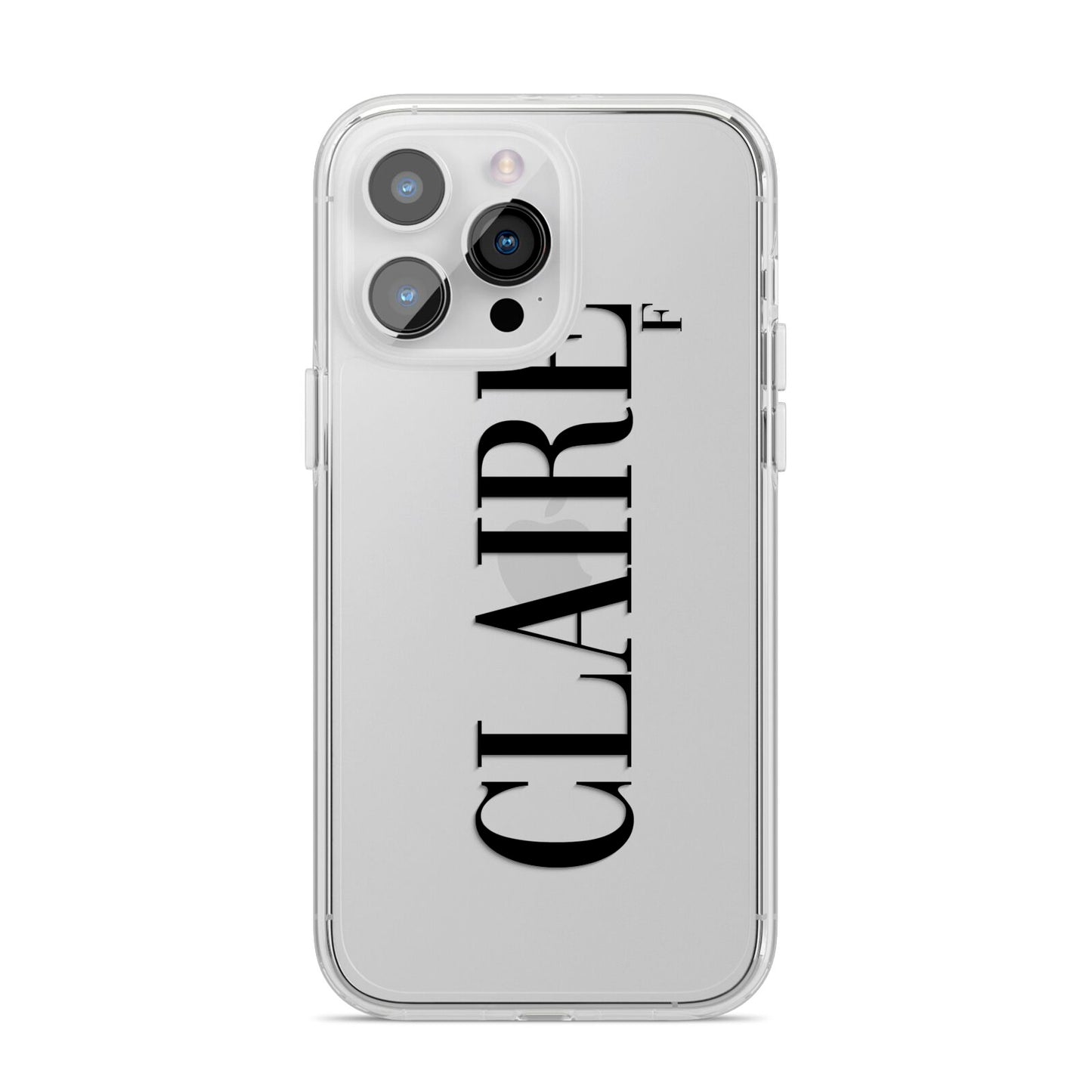 Personalised Transparent Name iPhone 14 Pro Max Clear Tough Case Silver