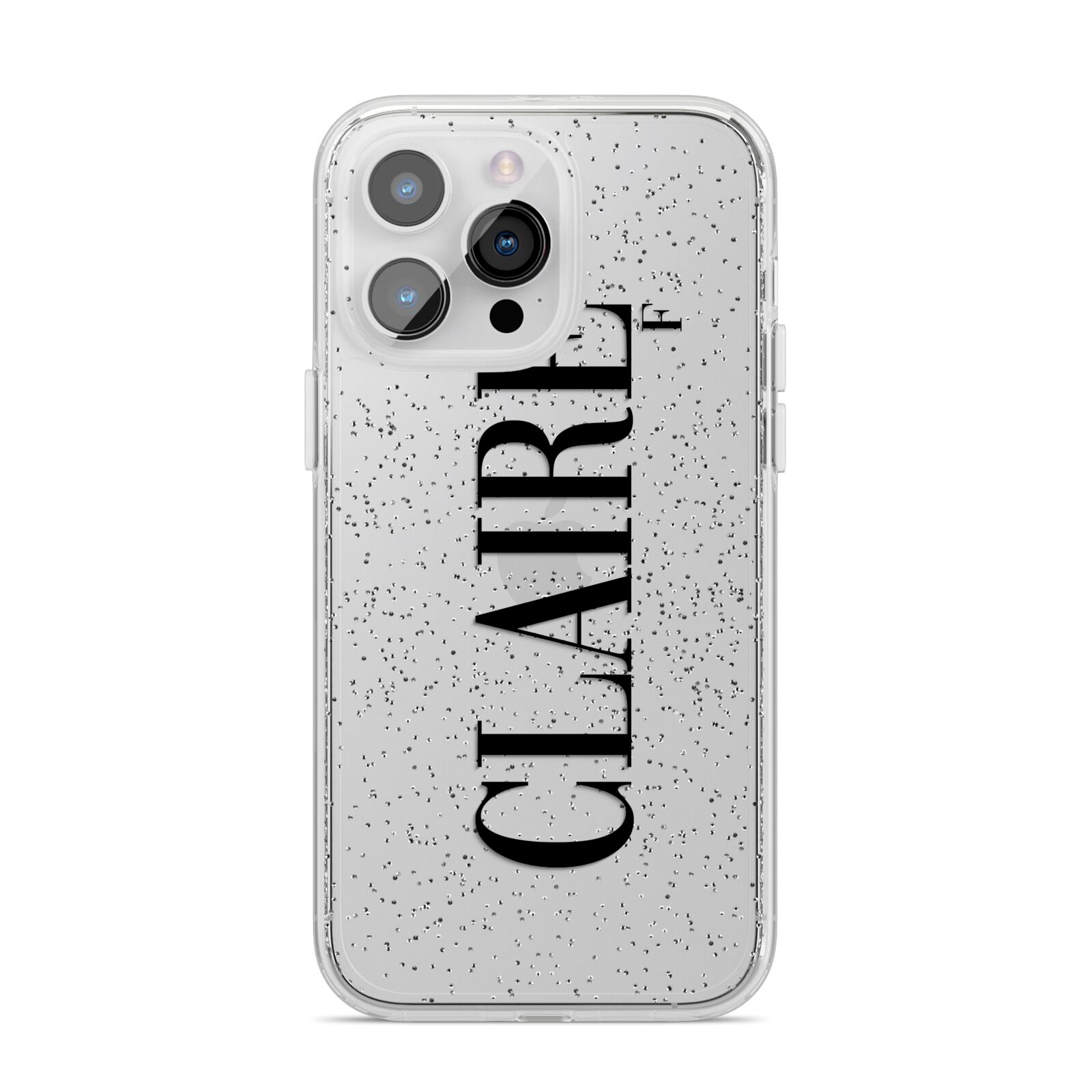 Personalised Transparent Name iPhone 14 Pro Max Glitter Tough Case Silver