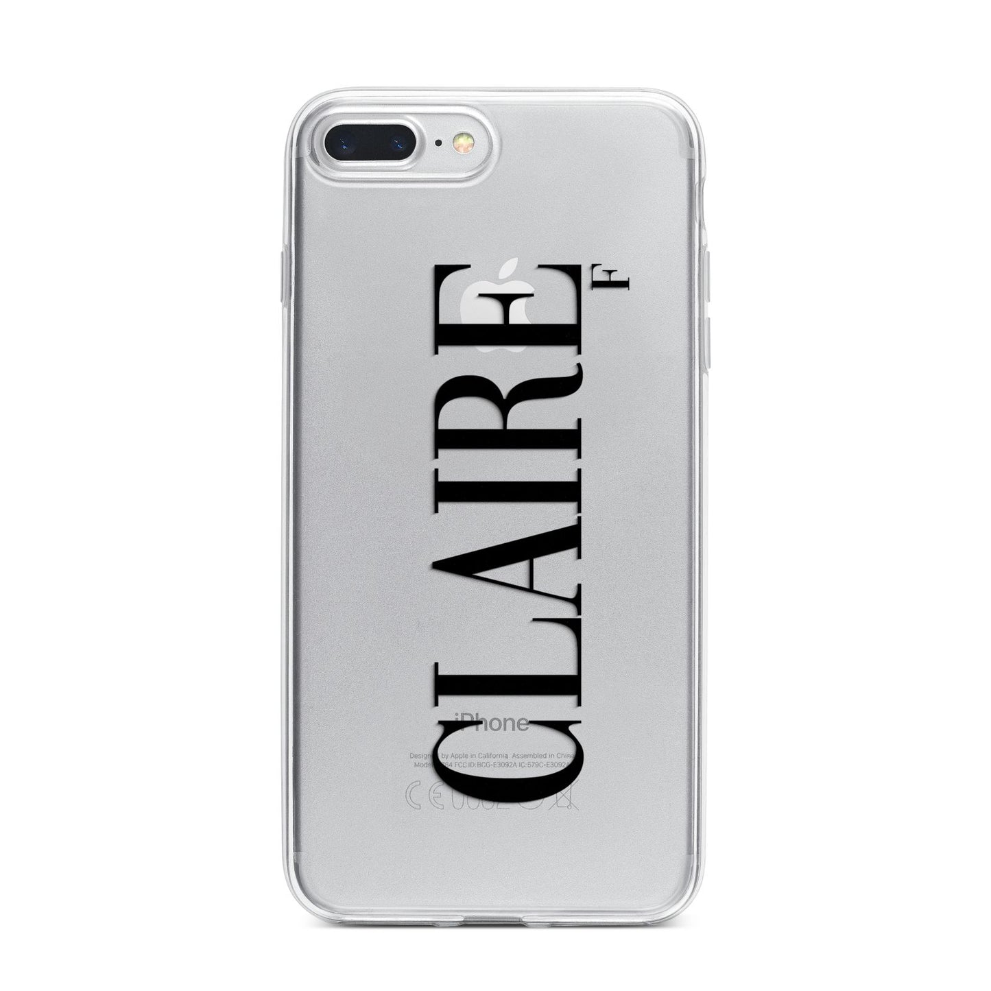 Personalised Transparent Name iPhone 7 Plus Bumper Case on Silver iPhone