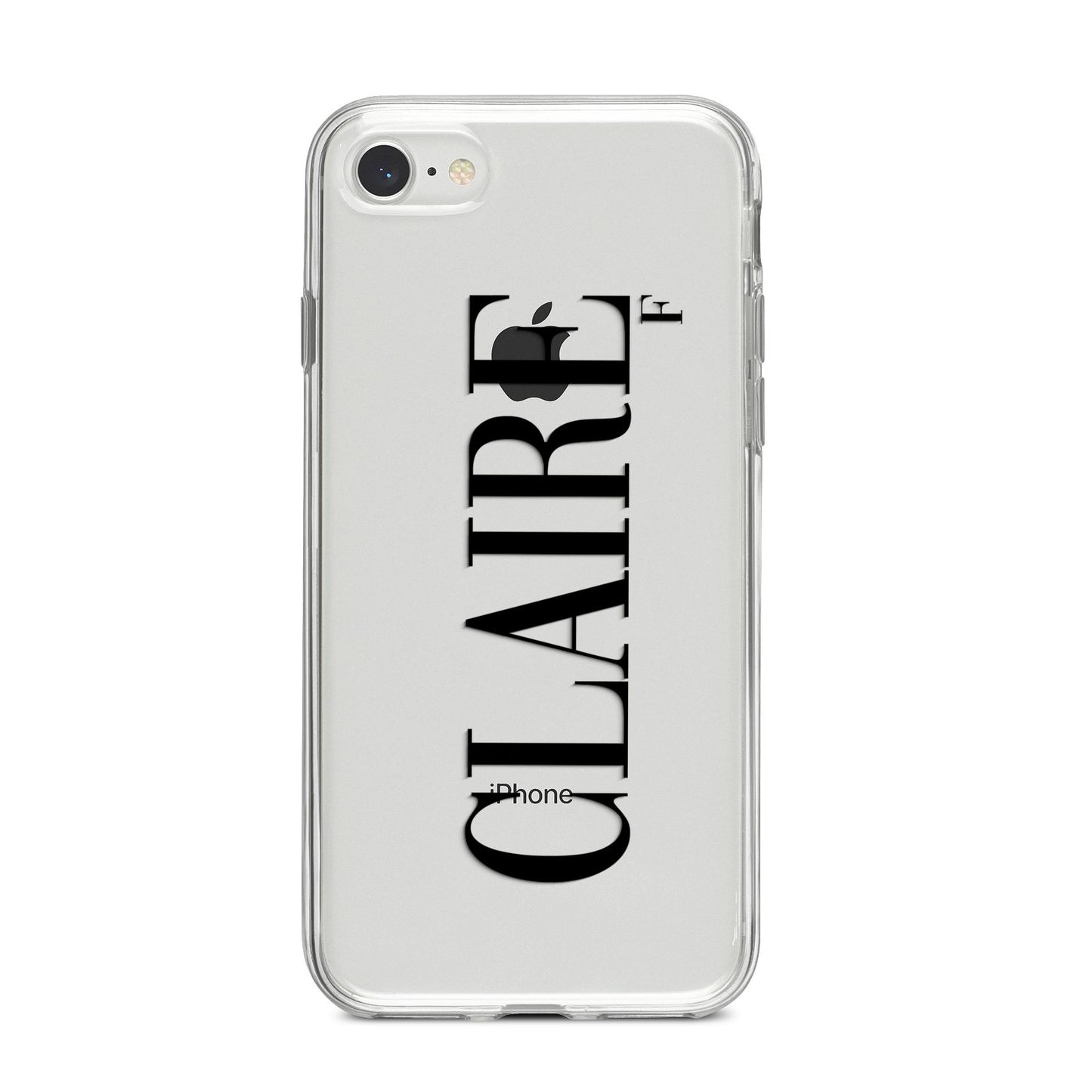 Personalised Transparent Name iPhone 8 Bumper Case on Silver iPhone