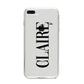 Personalised Transparent Name iPhone 8 Plus Bumper Case on Silver iPhone