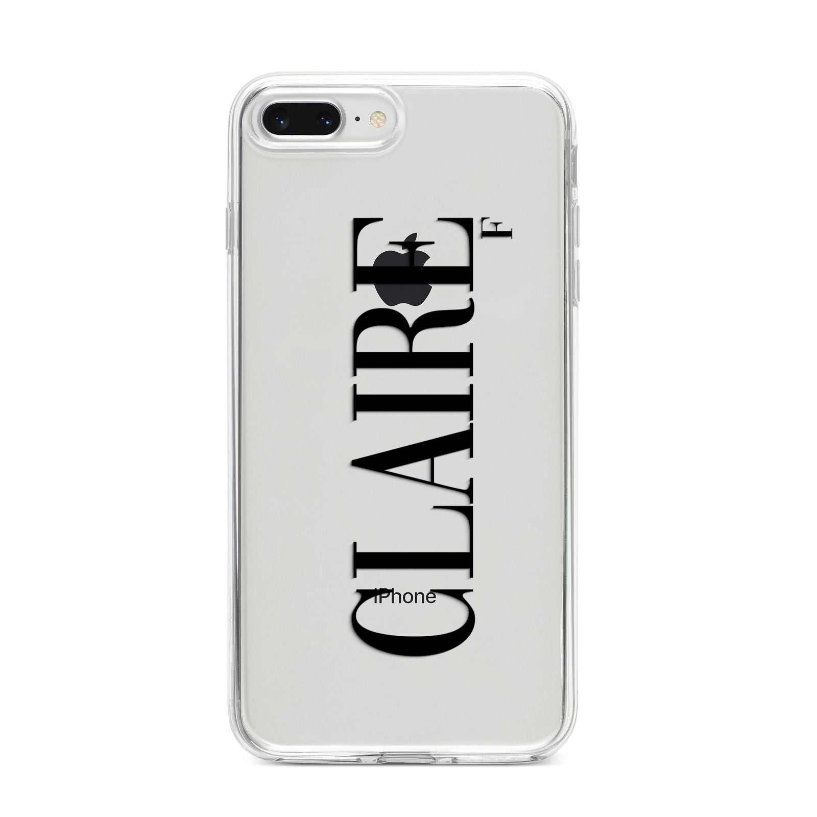 Personalised Transparent Name iPhone 8 Plus Bumper Case on Silver iPhone