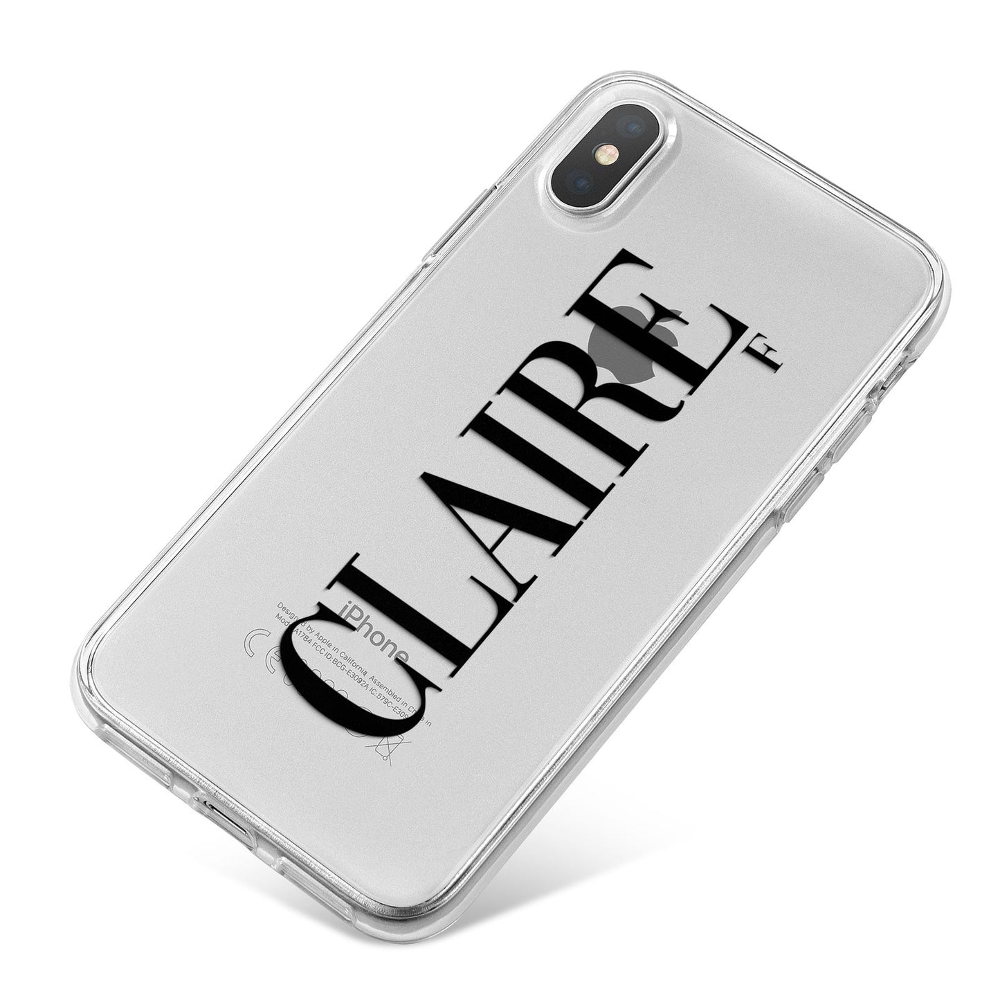 Personalised Transparent Name iPhone X Bumper Case on Silver iPhone