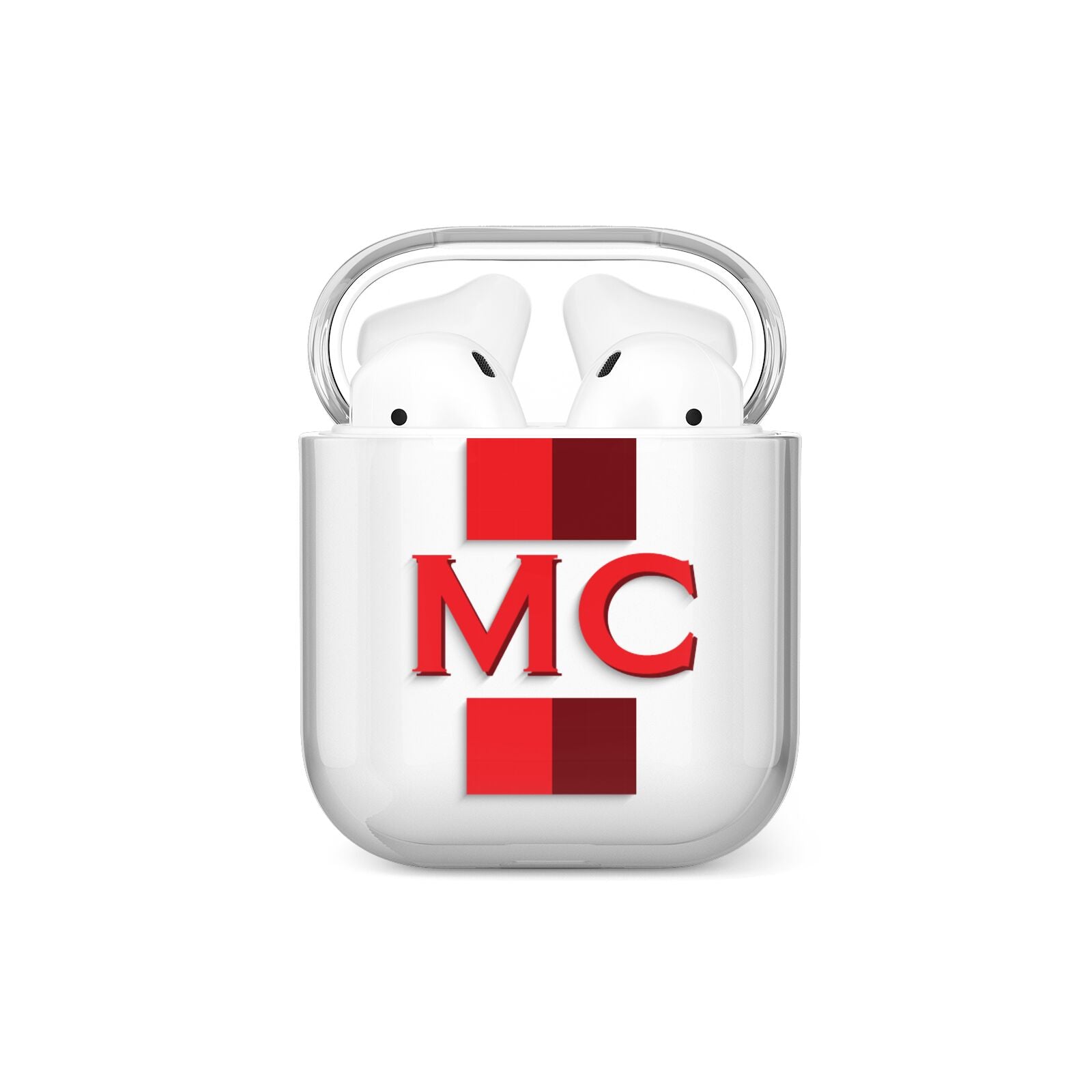 Personalised Transparent Red Bordeaux Stripe AirPods Case