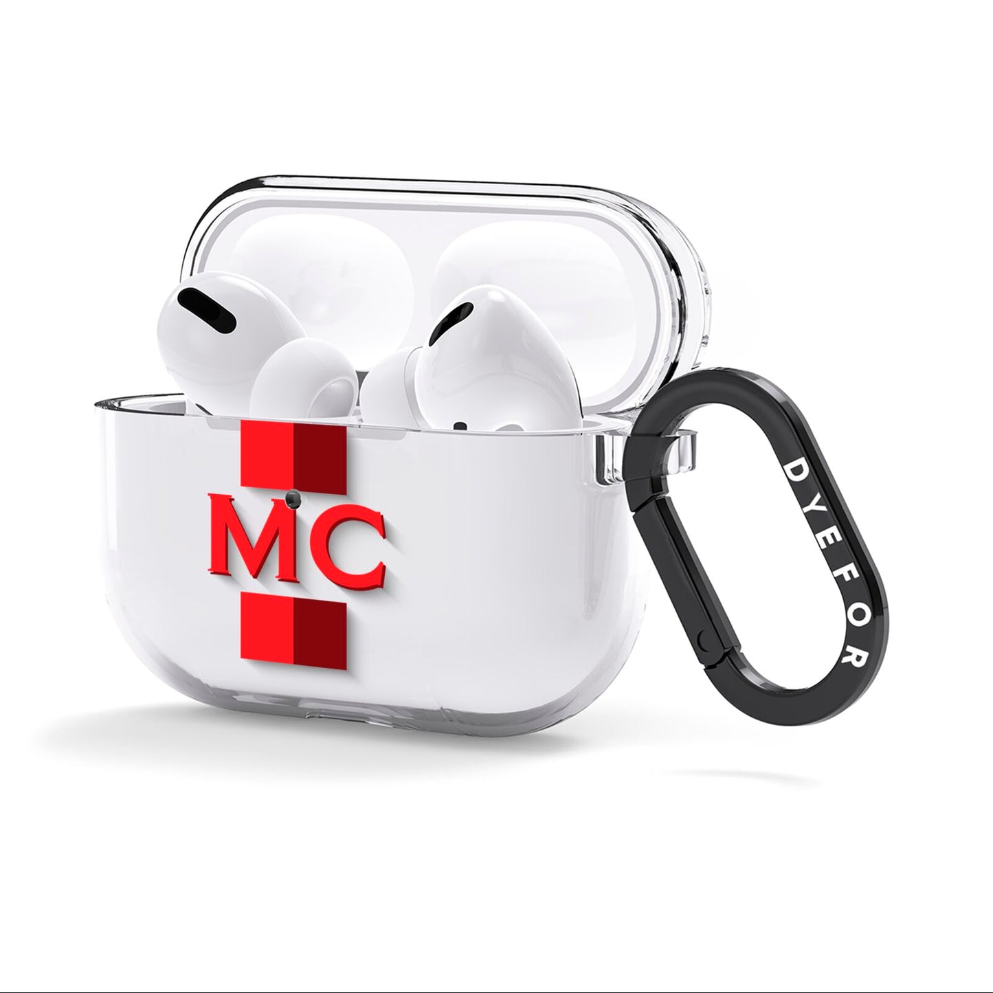 Personalised Transparent Red Bordeaux Stripe AirPods Clear Case 3rd Gen Side Image