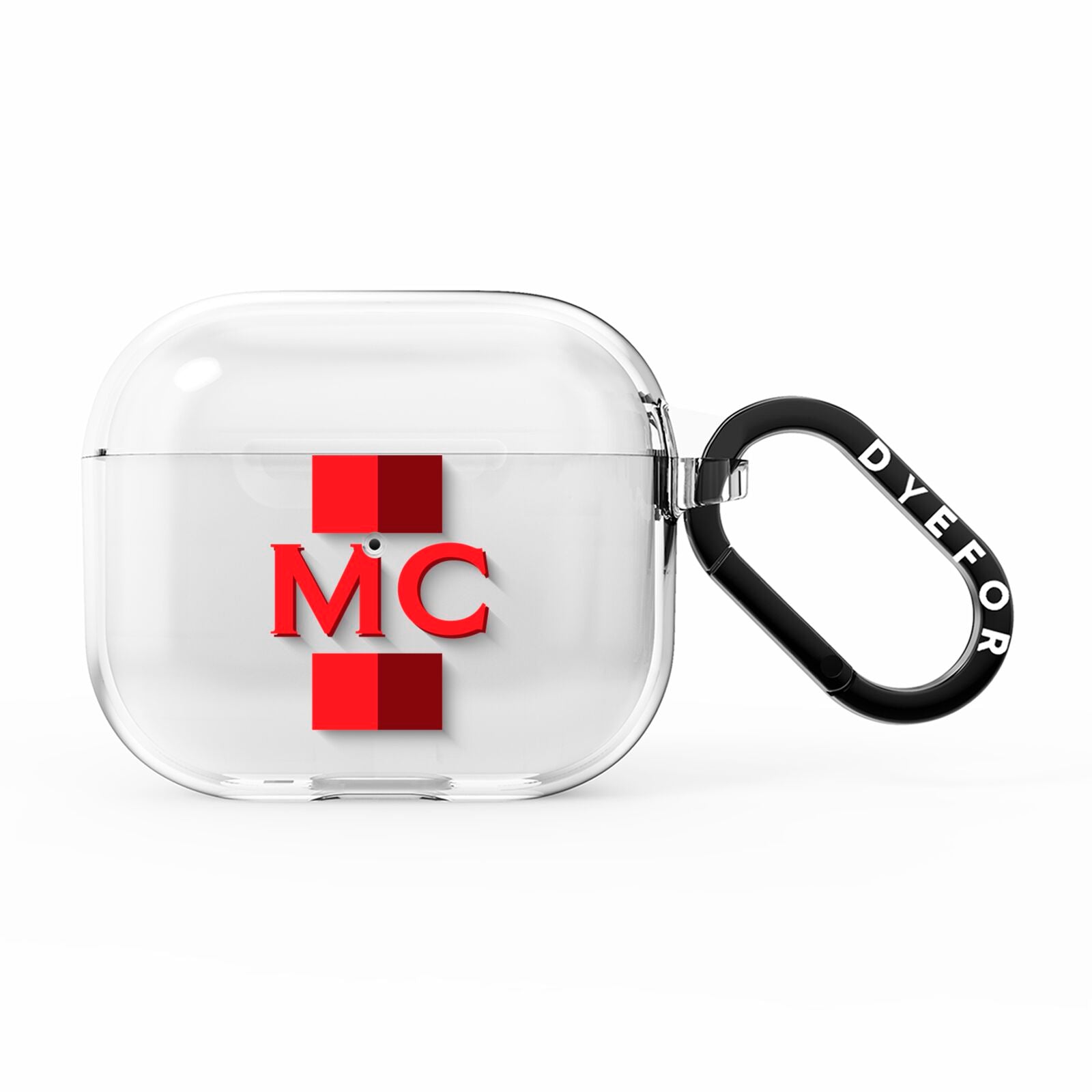 Personalised Transparent Red Bordeaux Stripe AirPods Clear Case 3rd Gen