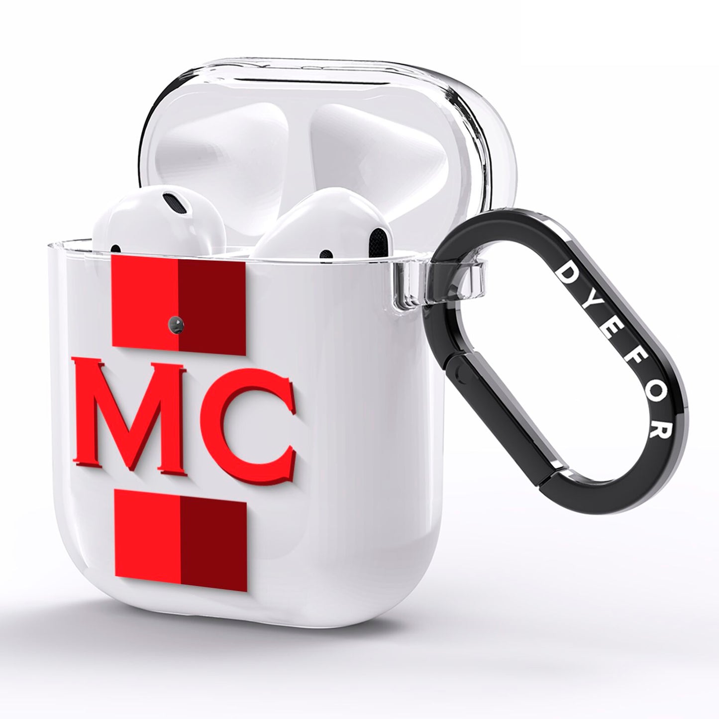 Personalised Transparent Red Bordeaux Stripe AirPods Clear Case Side Image