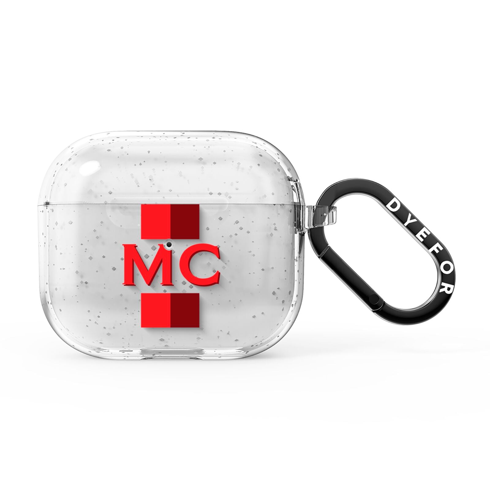 Personalised Transparent Red Bordeaux Stripe AirPods Glitter Case 3rd Gen