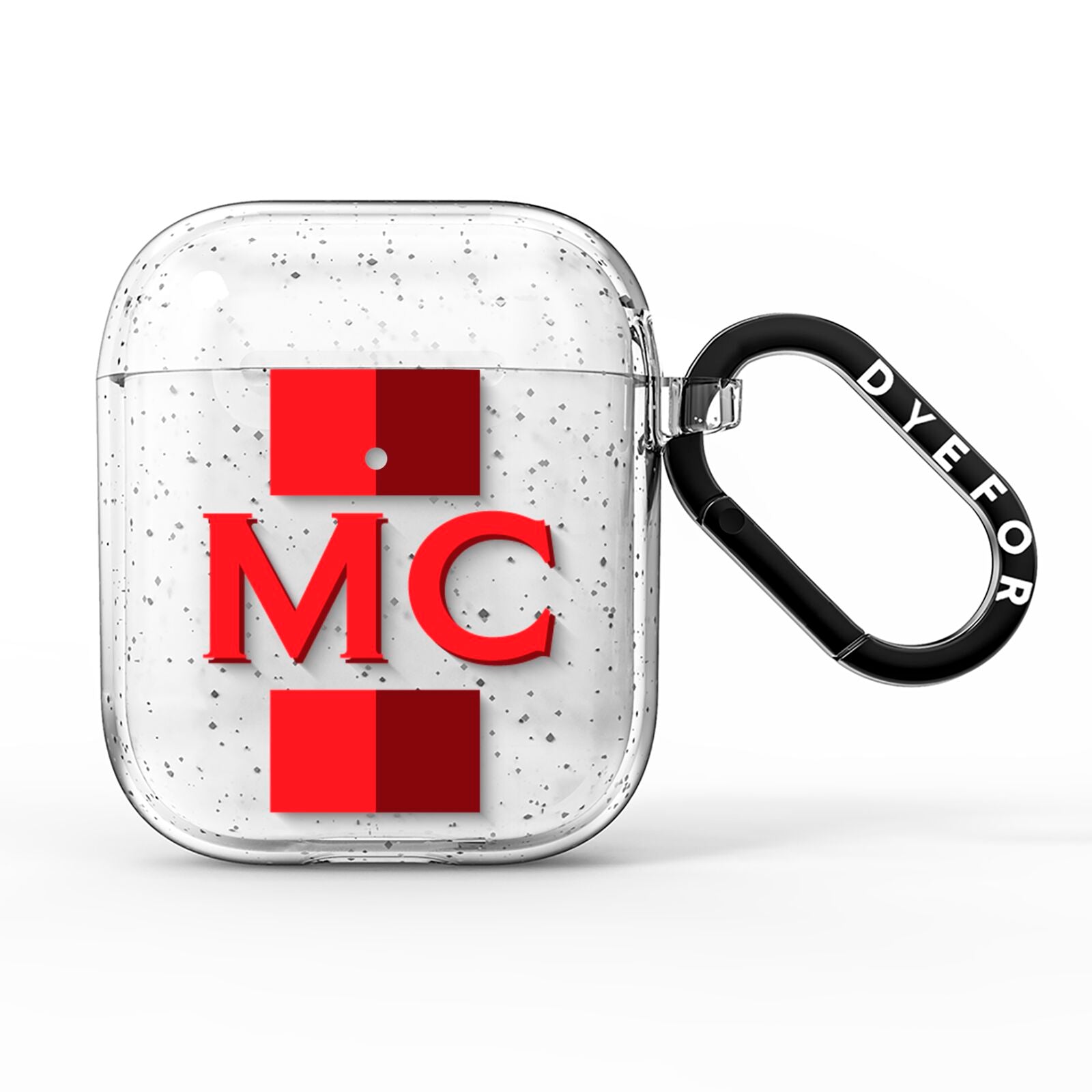 Personalised Transparent Red Bordeaux Stripe AirPods Glitter Case