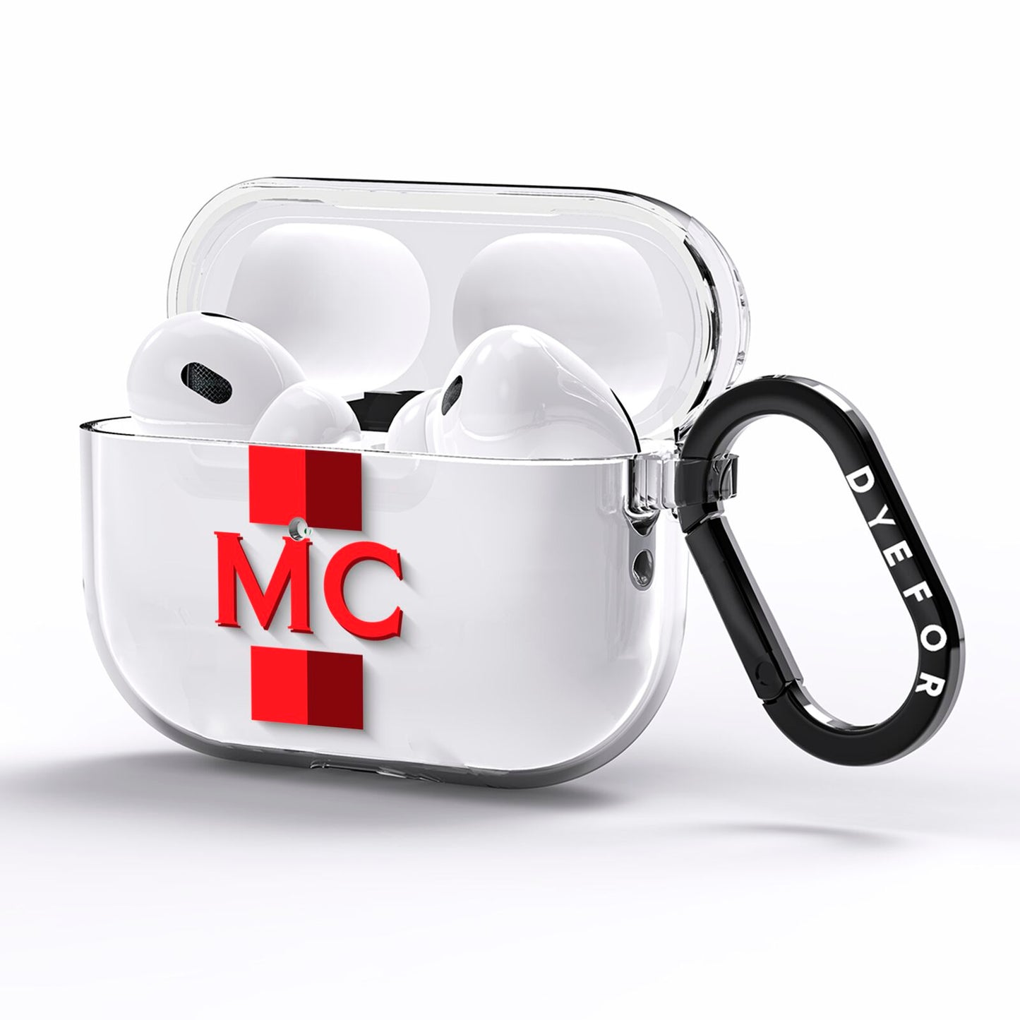 Personalised Transparent Red Bordeaux Stripe AirPods Pro Clear Case Side Image