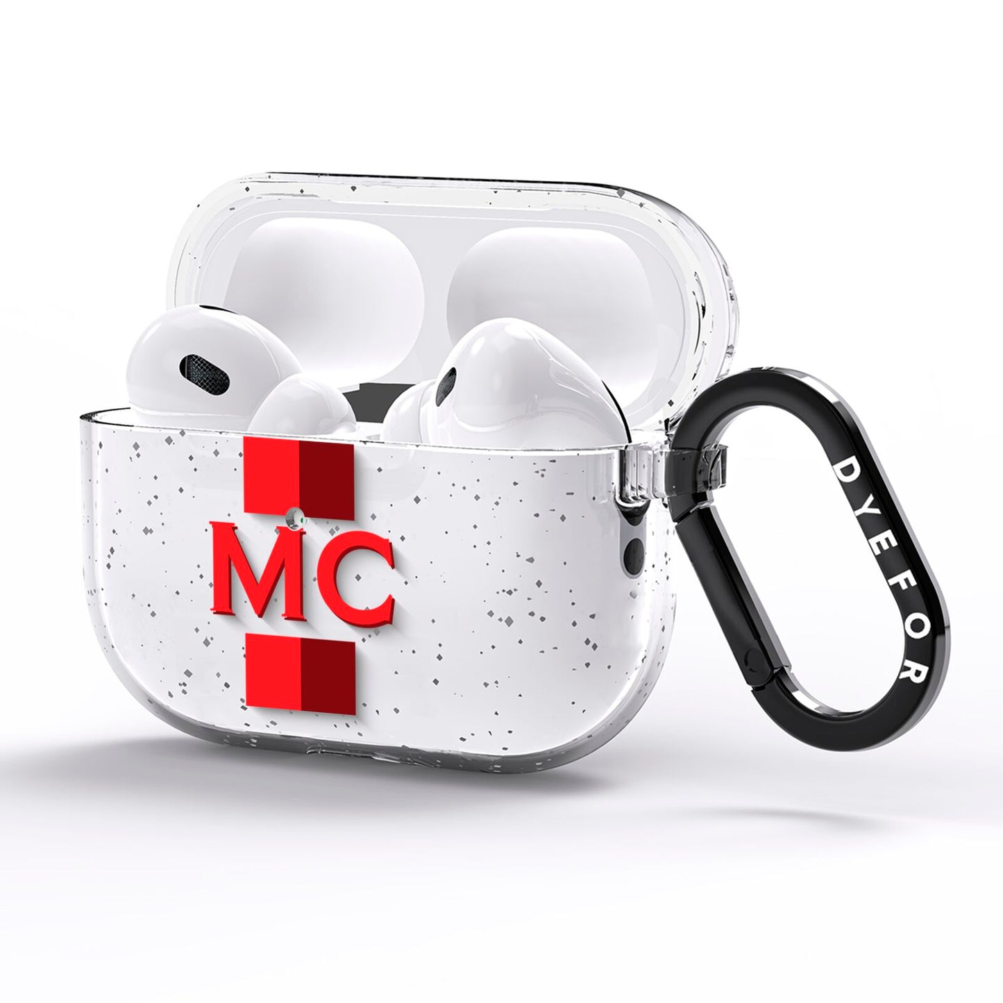 Personalised Transparent Red Bordeaux Stripe AirPods Pro Glitter Case Side Image