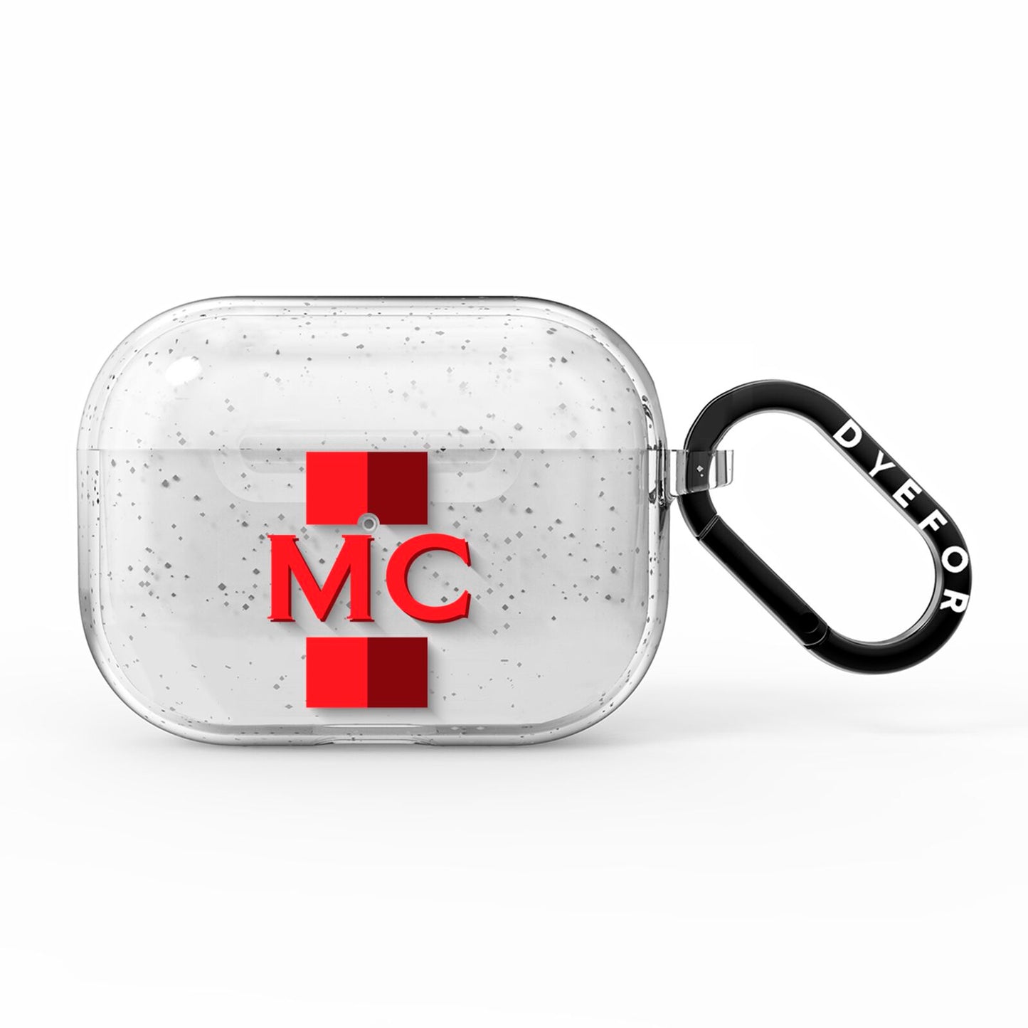 Personalised Transparent Red Bordeaux Stripe AirPods Pro Glitter Case