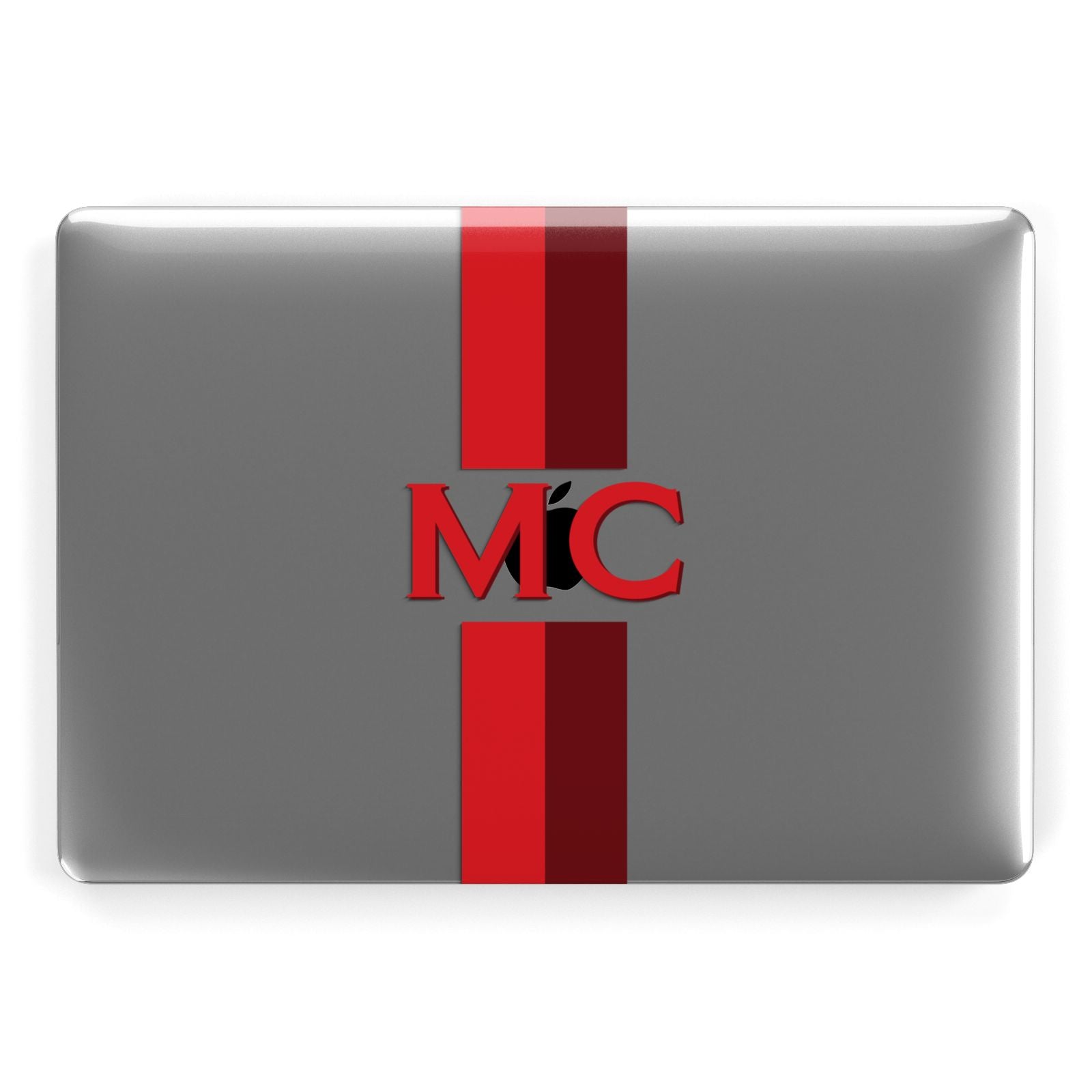 Personalised Transparent Red Bordeaux Stripe Apple MacBook Case